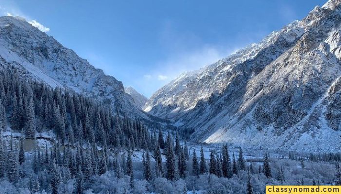 winter hike at the Ala Archa National Park